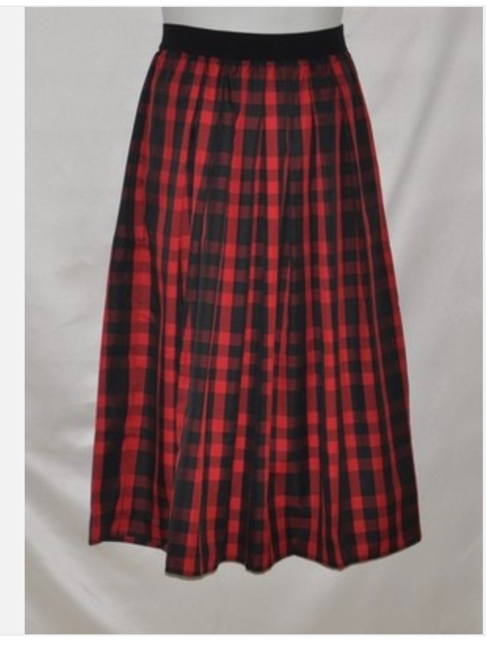 Joan Rivers Regular Buffalo Check Taffeta Maxi Skirt Red/Black X-Large petite - Picture 2 of 4